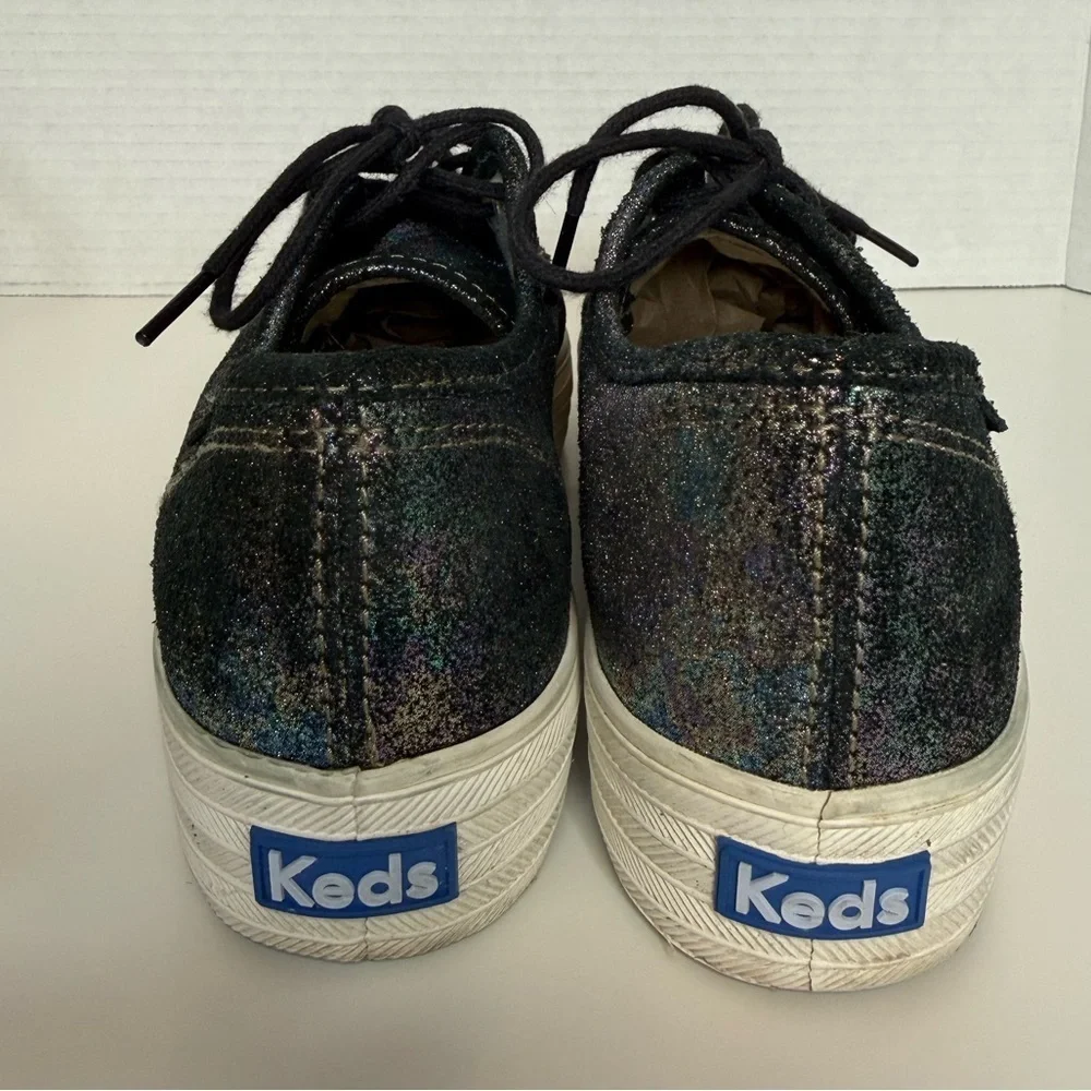 Keds Triple Kick Platform Sneakers Iridescent Black Size 7 Whimsy Metallic Boho